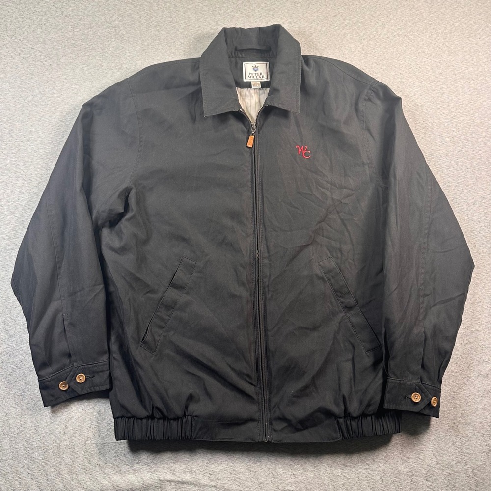Peter Millar Harrington Jacket Mens M Black WC Logo‎ Lightweight Full Zip Golf